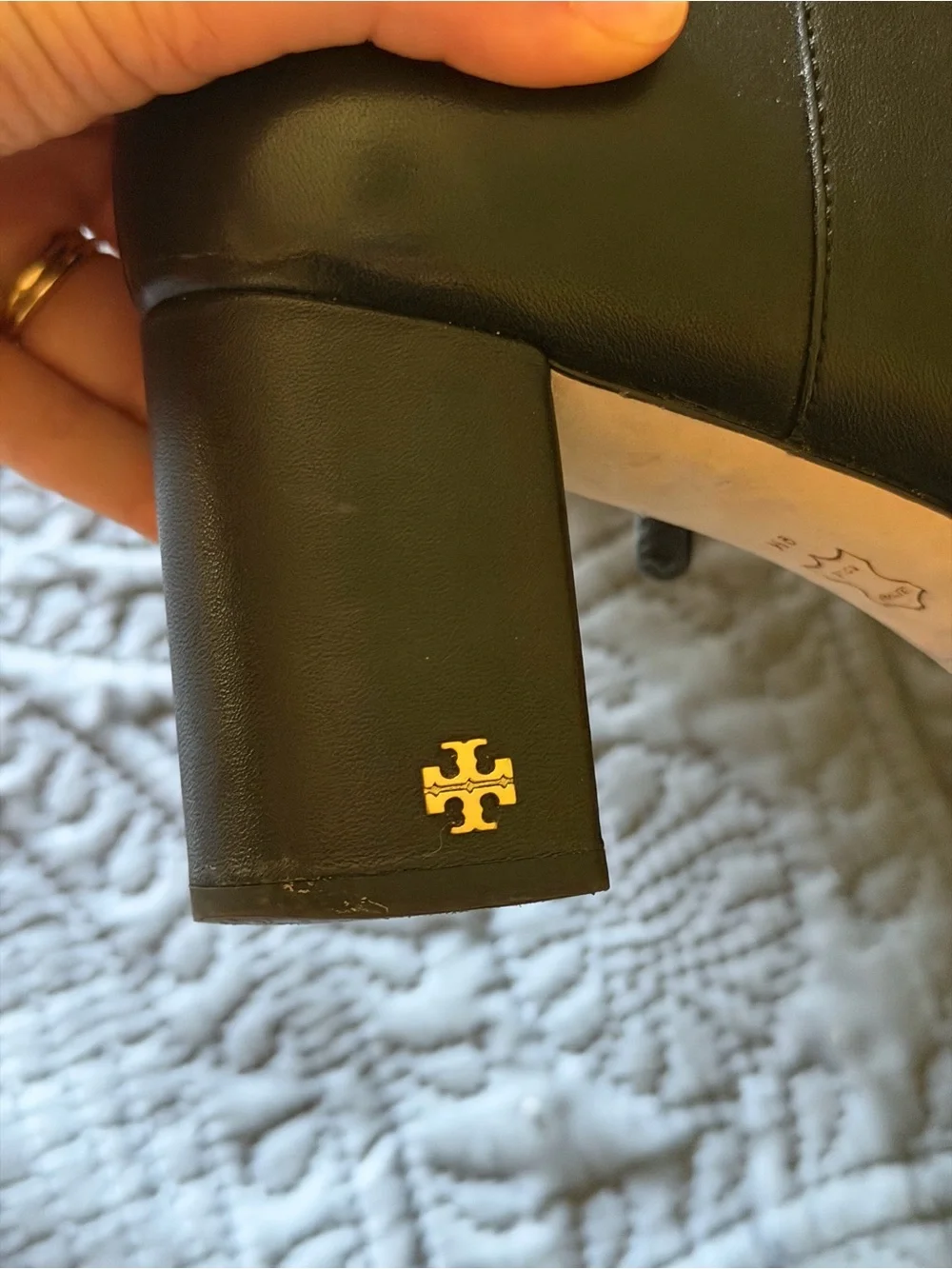 Tory Burch Black Leather Brooke Heel Ankle Boots